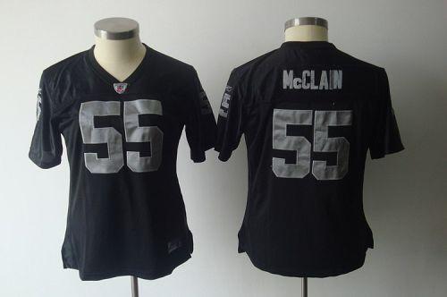 Raiders #55 Rolando McClain Black Women's Team Color Stitched NFL Jersey - Click Image to Close
